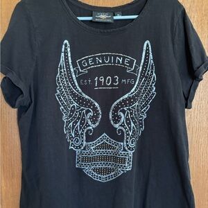 Harley-Davidson Black Tee with silver Winged Graphic